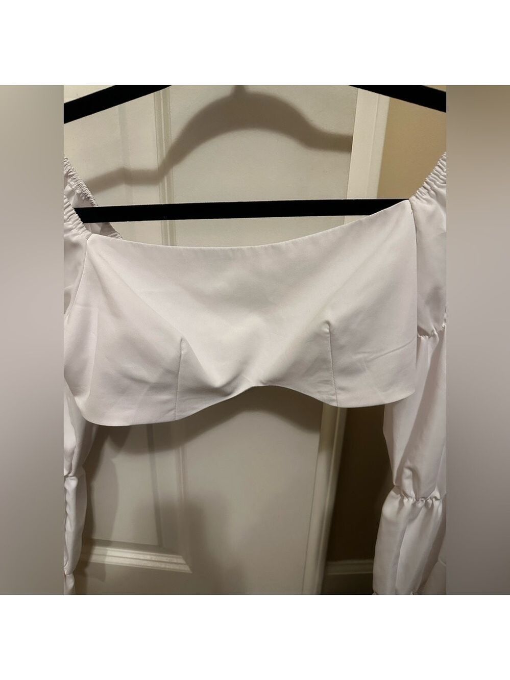 White Long Sleeve Crop Top Small - Picture 3 of 6